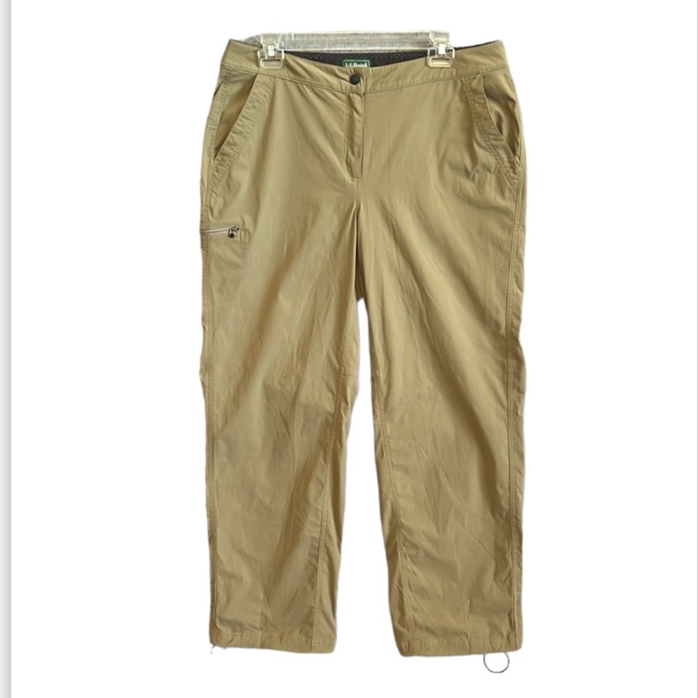 LL Bean Pants Womens Size 12 Khaki Beige Hiking Straight Outdoor Nylon Stretch
